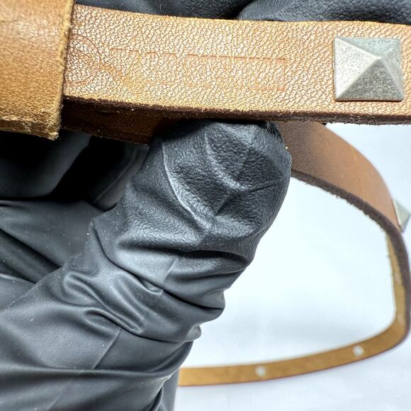 Tago System Dress Belt Brown Leather Studded Silver Buckle Womens 32 VTG Classic - Picture 10 of 11